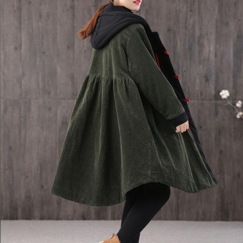Autumn Winter Retro Plus Size Corduroy Hoodie Coat – Babakud