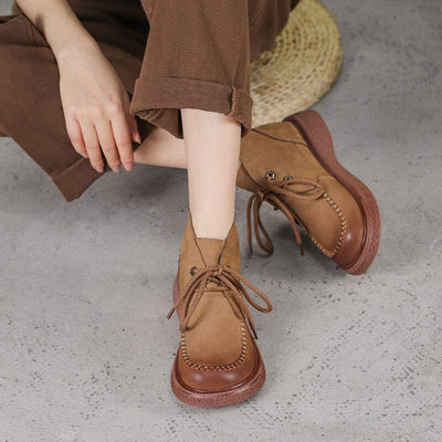 Autumn Winter Retro Soft Leather Flat Boots