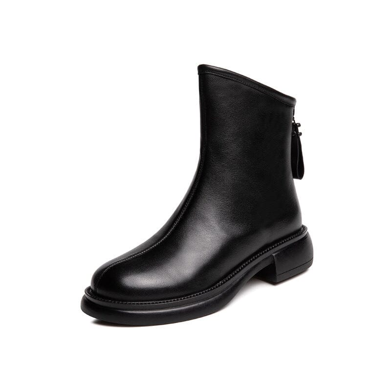 Autumn Winter Solid Soft Leather Casual Boots