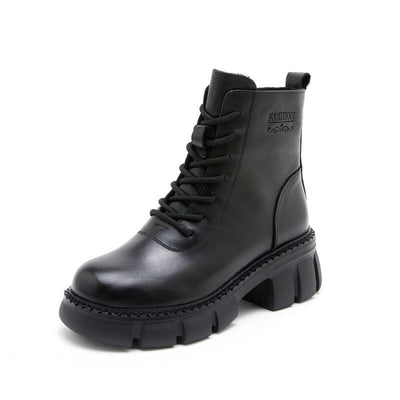 Autumn Winter Thick Sole Leather Casual Boots