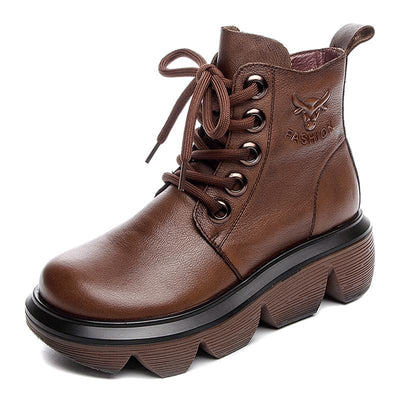 Autumn Winter Thick Sole Leather Retro Boots September 2021 new-arrival 