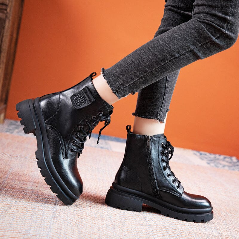 Autumn Winter Thick Sole Retro Leather Casual Boots Dec 2022 New Arrival 