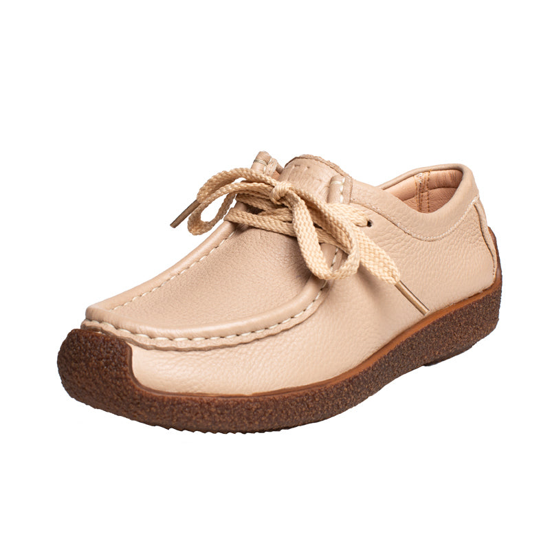 Autumn Women Retro Leather Flat Casual Shoes Sep 2022 New Arrival 