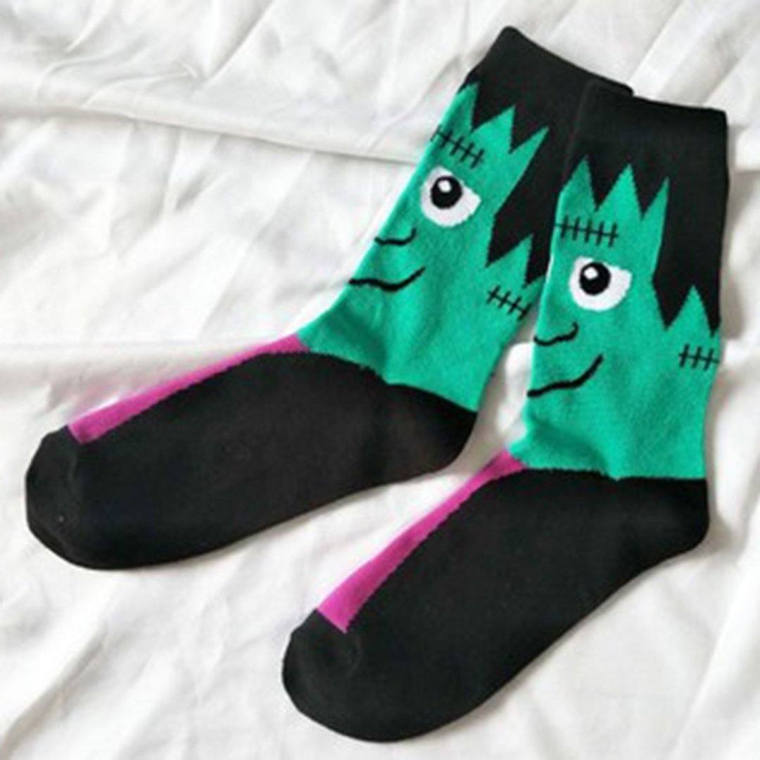 Babakud 3 Pairs Halloween Unisex Soft Cotton Socks ACCESSORIES One Size Black 3 Pair 
