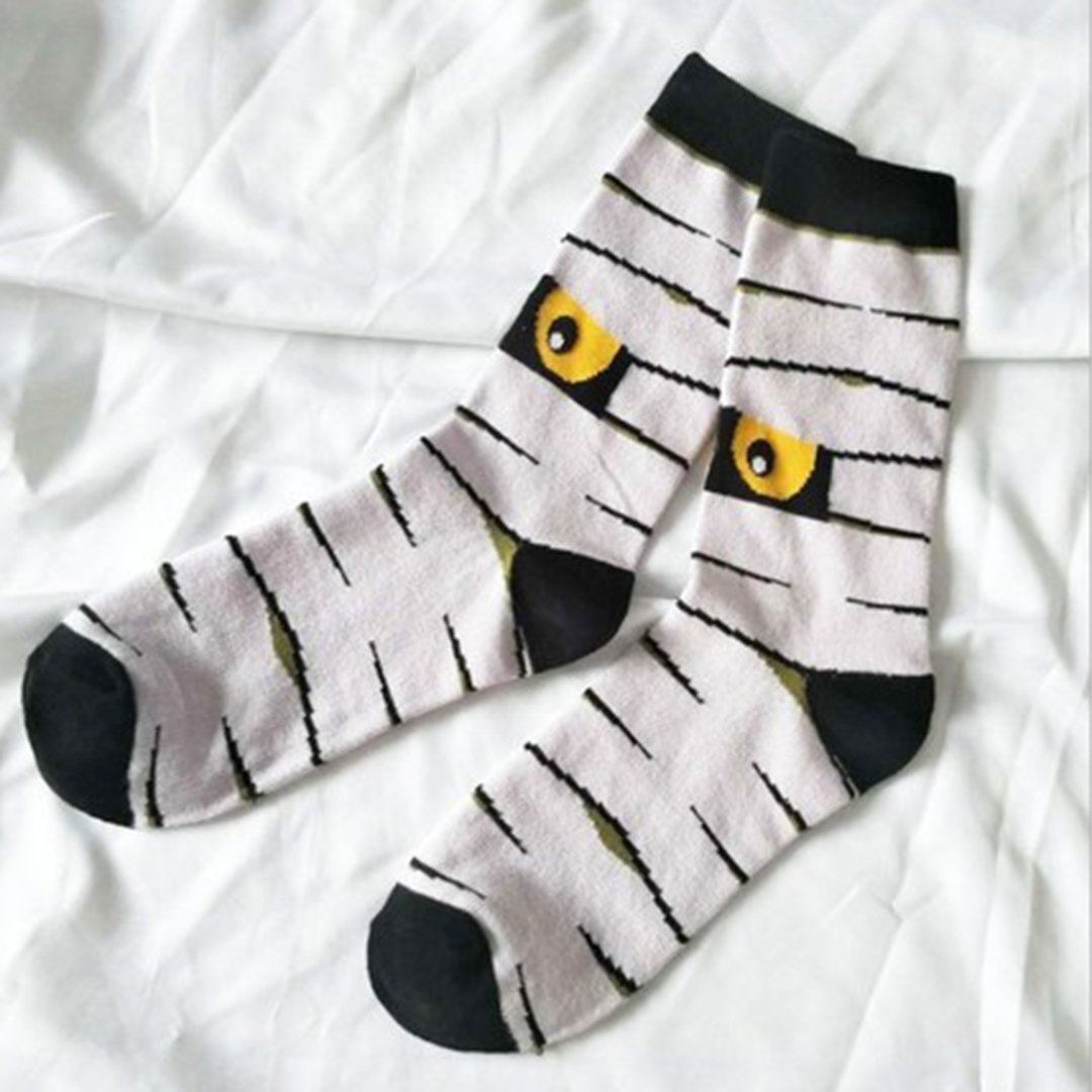 Babakud 3 Pairs Halloween Unisex Soft Cotton Socks ACCESSORIES One Size Gray 3 Pair 