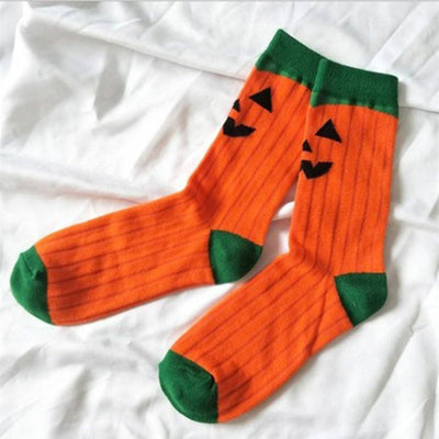 Babakud 3 Pairs Halloween Unisex Soft Cotton Socks ACCESSORIES One Size Orange 3 Pair 
