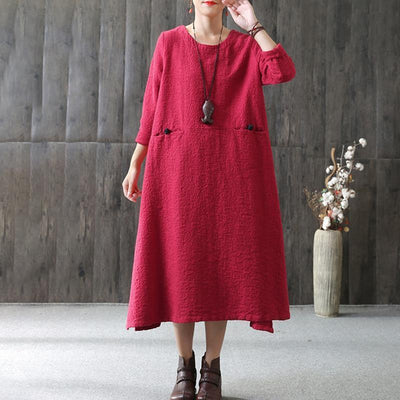 BABAKUD A-line Long Sleeve Cotton Loose Retro Long Sleeve Dress 2019 August New 