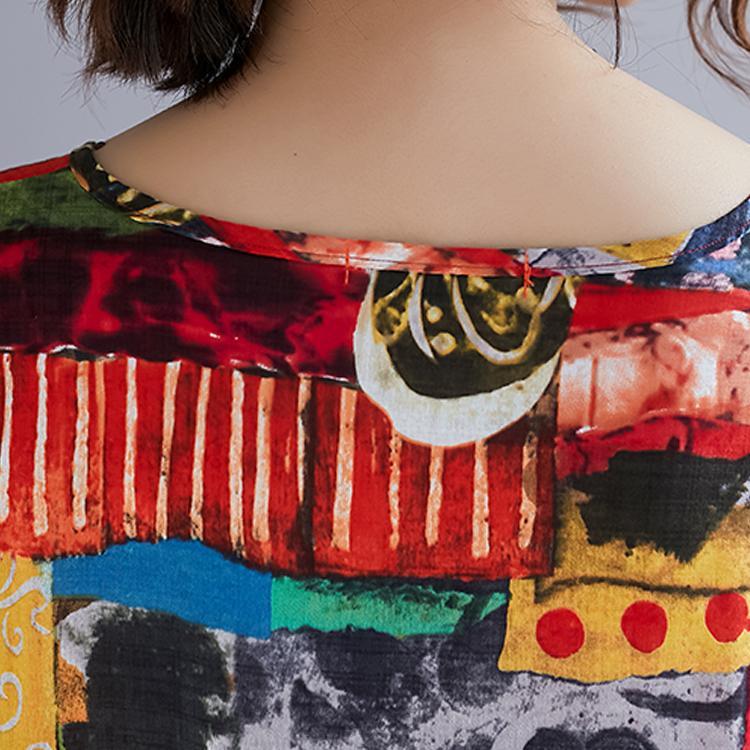 Babakud Abstract Printed Gathered Waist Summer Short Sleeve Dress 2019 July New 