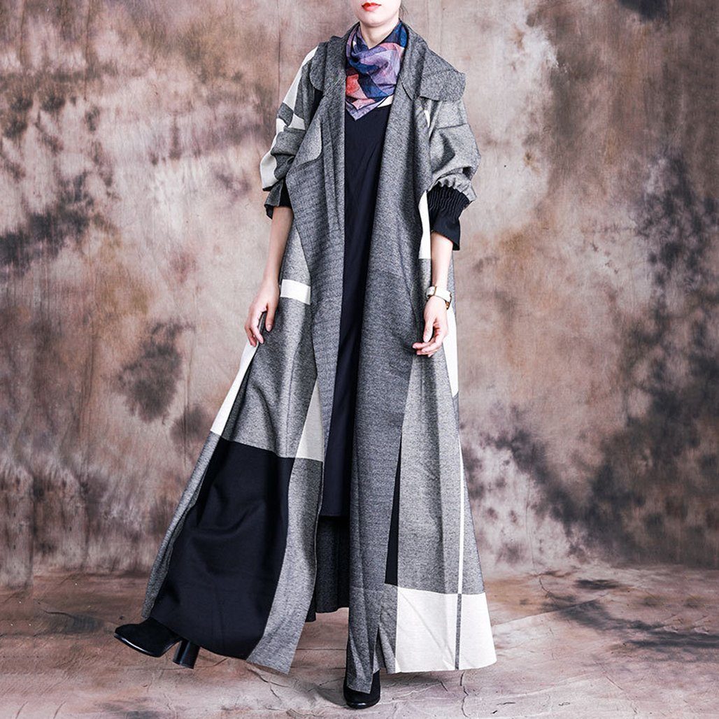 BABAKUD Autumn Casual Plaid Women's Wool Maxi Coat