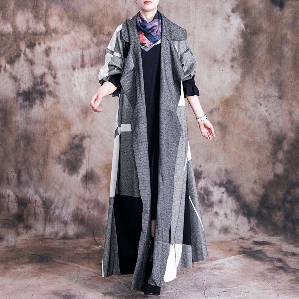 BABAKUD Autumn Casual Plaid Women's Wool Maxi Coat 2019 October New One Size Gray 