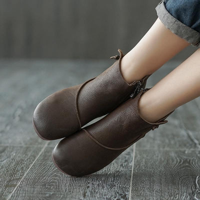 BABAKUD Autumn Comfortable Bottom Leather Retro Women Casual Boots