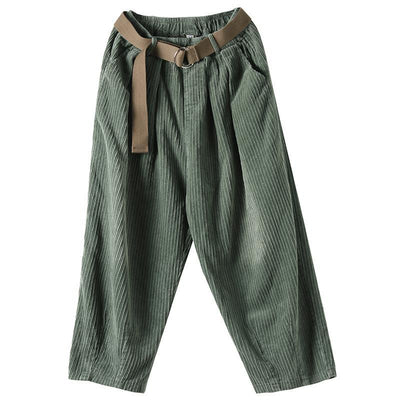 BABAKUD Autumn Belt Retro Versatile Corduroy Pants