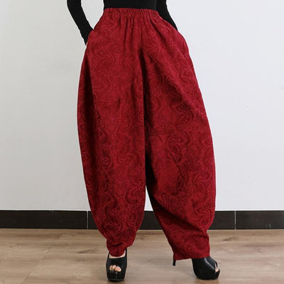Babakud Autumn Cotton Jacquard Stitching Harlan Pants 2019 November New One Size Red 
