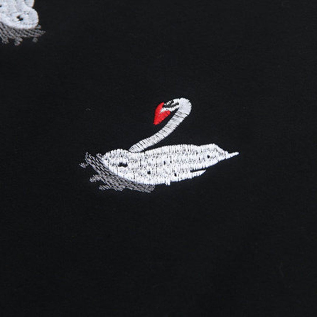 Babakud Autumn Crane Embroidery Loose Sweatshirt