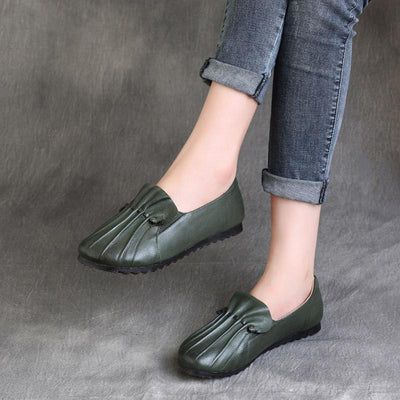 BABAKUD Autumn Retro Leather Soft Bottom Women's Shoes /Size35-40 2019 September New 35 Green 