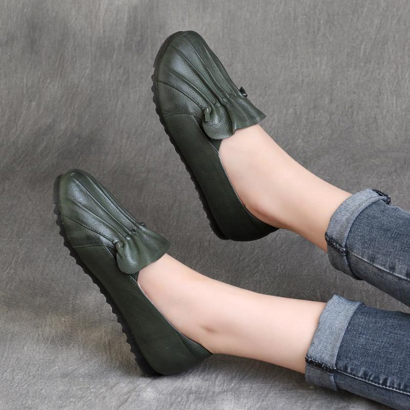 BABAKUD Autumn Retro Leather Soft Bottom Women's Shoes /Size35-40