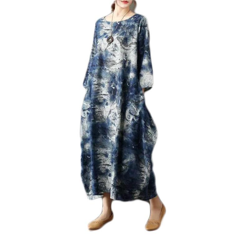 BABAKUD Autumn Retro Loose Thin Cotton Printed Ethnic Long Sleeve Dress 2019 October New 