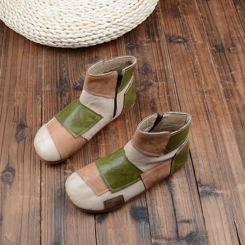 BABAKUD Autumn Winter Color Matching Handmade Comfortable Boots