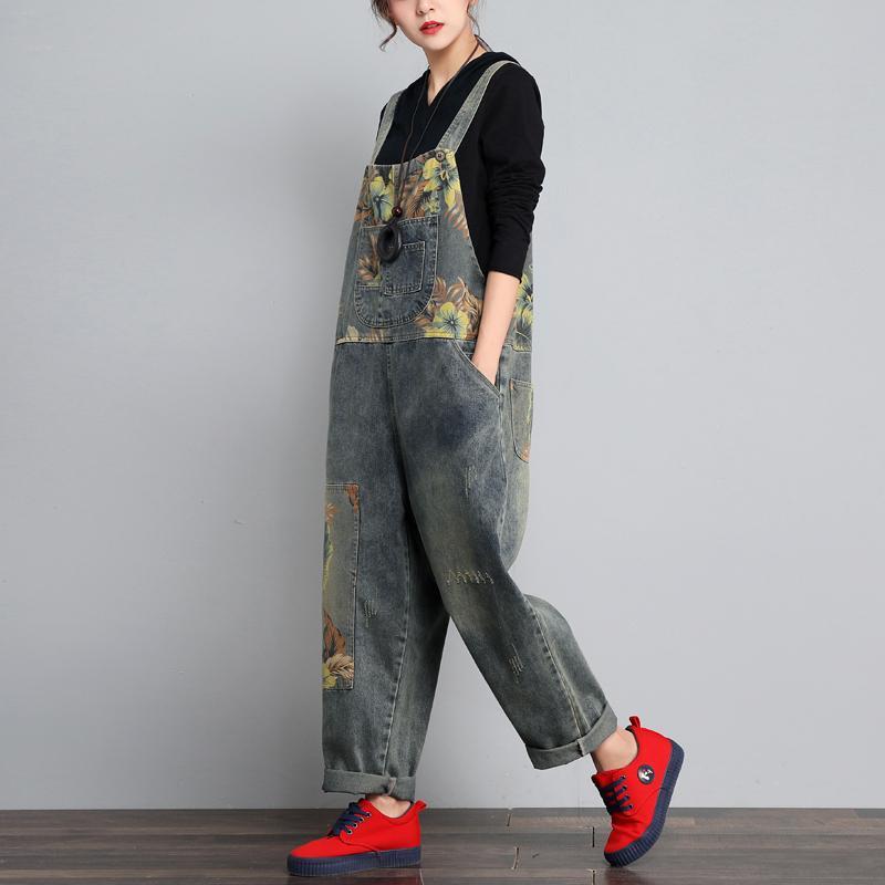 BABAKUD Autumn Winter Denim Loose Retro Printing Thin Jumpsuit 2019 November New 