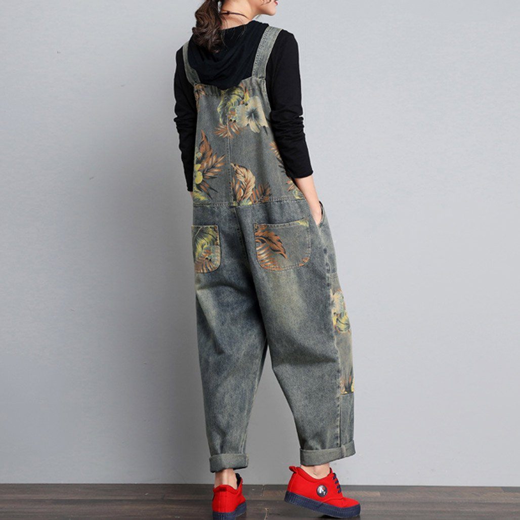 BABAKUD Autumn Winter Denim Loose Retro Printing Thin Jumpsuit 2019 November New 