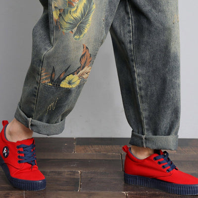 BABAKUD Autumn Winter Denim Loose Retro Printing Thin Jumpsuit 2019 November New 