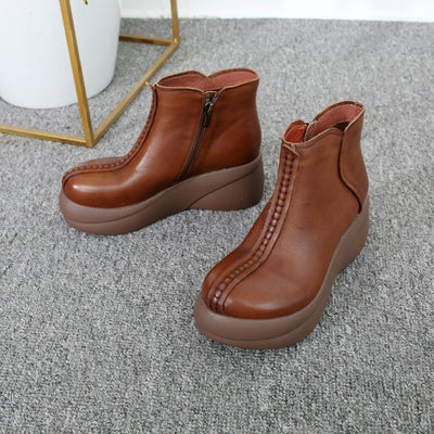 BABAKUD Autumn Winter Leather Retro Platform Women's Boots