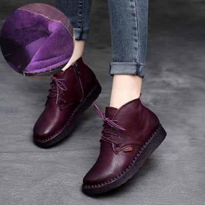 BABAKUD Autumn Winter Retro Handmade Boots Women 35-42 2019 August New 35 Purple Plush 