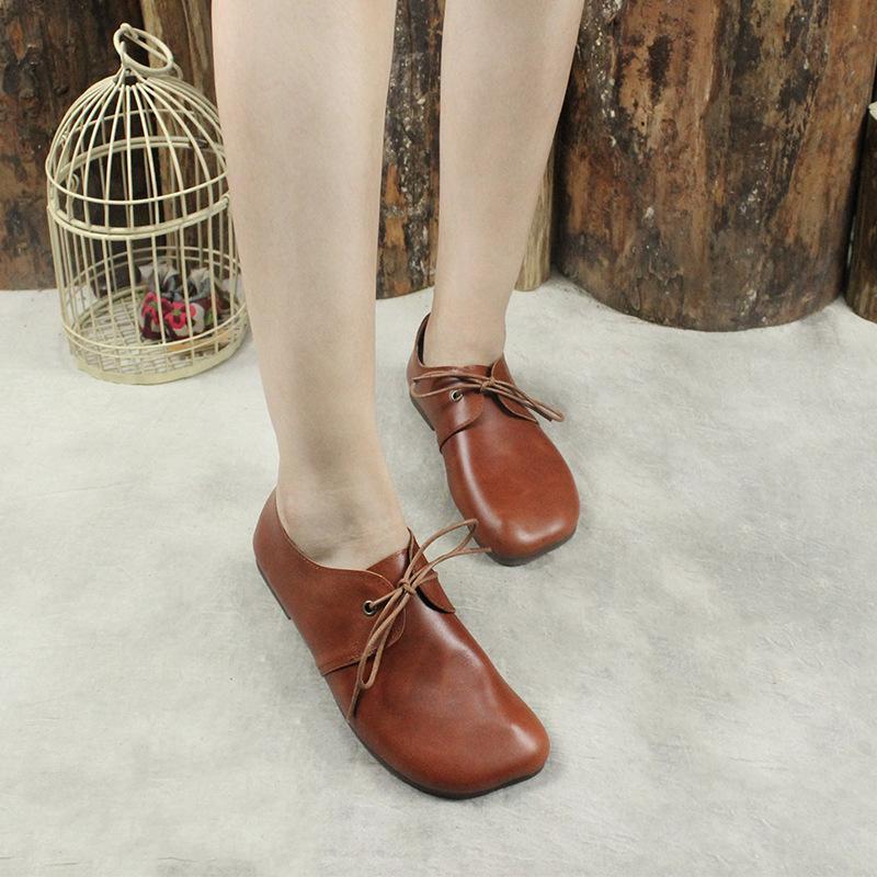 BABAKUD Autumn Winter Soft Bottom Leather Flats Comfortable 2019 October New 35 Deep Brown 