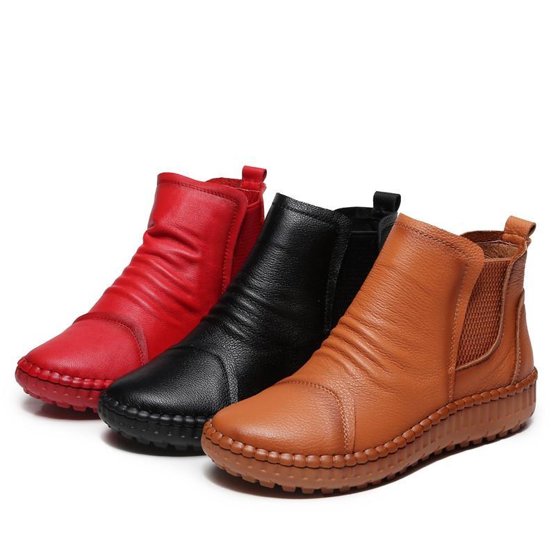 BABAKUD Autumn Winter Women's Flat Leather Soft Bottom Boots 2019 October New 