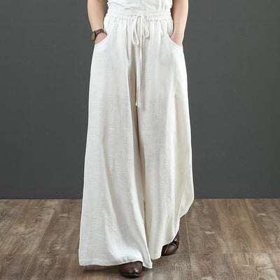 Babakud Casual Loose Shift Cotton Linen Wide Leg Pants 2019 July New M White 