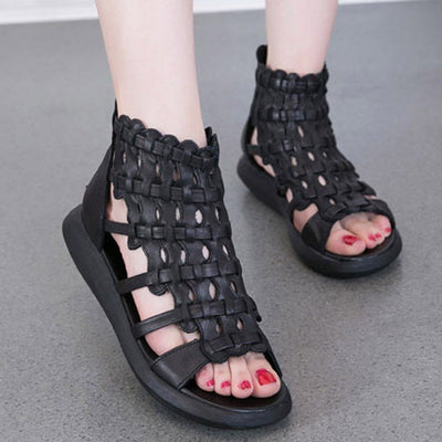 Babakud Casual Rome Platform Leather Sandals 2019 July New 35 Black 