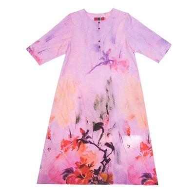 BABAKUD Chic Flower Printed Slit Loose Dress 2019 August New 