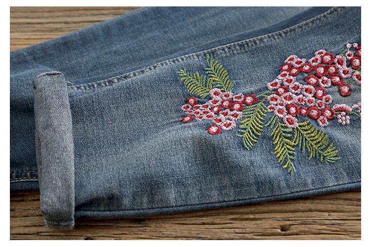 Babakud Chinese Style Embroidery Ethnic Loose Retro Denim Pants