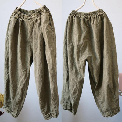 Babakud Cotton Linen Old Dyed Casual Women Pants 2019 Jun New 