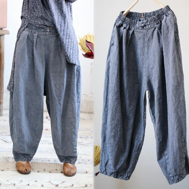 Babakud Cotton Linen Old Dyed Casual Women Pants 2019 Jun New 