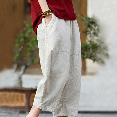 Babakud Cotton Linen Pockets Casual Bloom Pants 2019 Jun New One Size Linen 