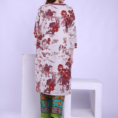 Babakud Cotton Linen Print Spring Long Sleeve Dress