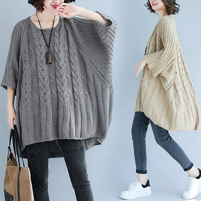 BABAKUD Crew Neck Knitted Casual Loose Thin Sweater