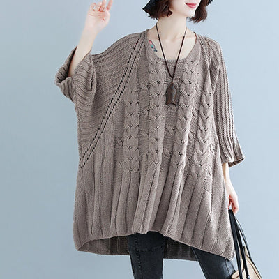 BABAKUD Crew Neck Knitted Casual Loose Thin Sweater