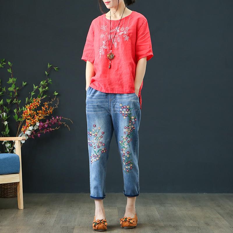 Babakud Denim Retro Embroidery Ethnic Jeans