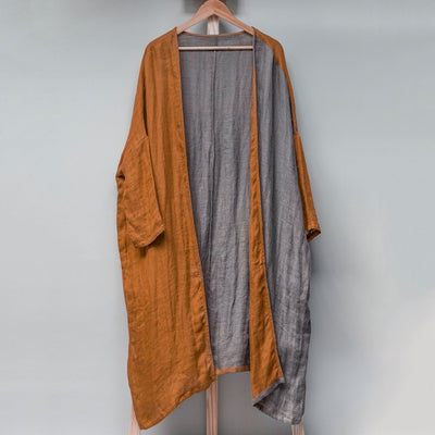 BABAKUD Double Color Linen Large Size Casual Loose Cardigan Coat