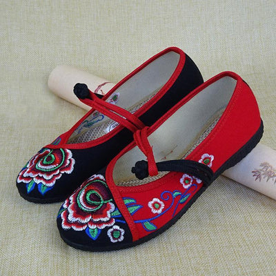 Babakud Embroidery Casual Cloth Shoes With Belts