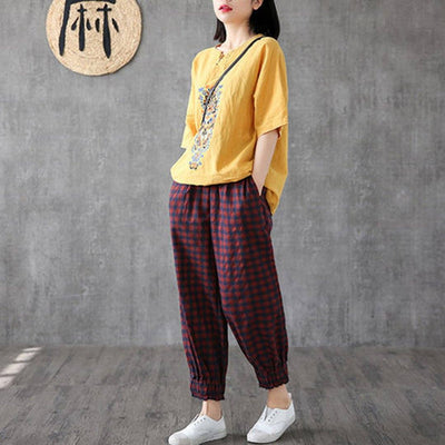 Babakud Embroidery Vintage Casual Loose Linen T-Shirt 2019 Jun New 