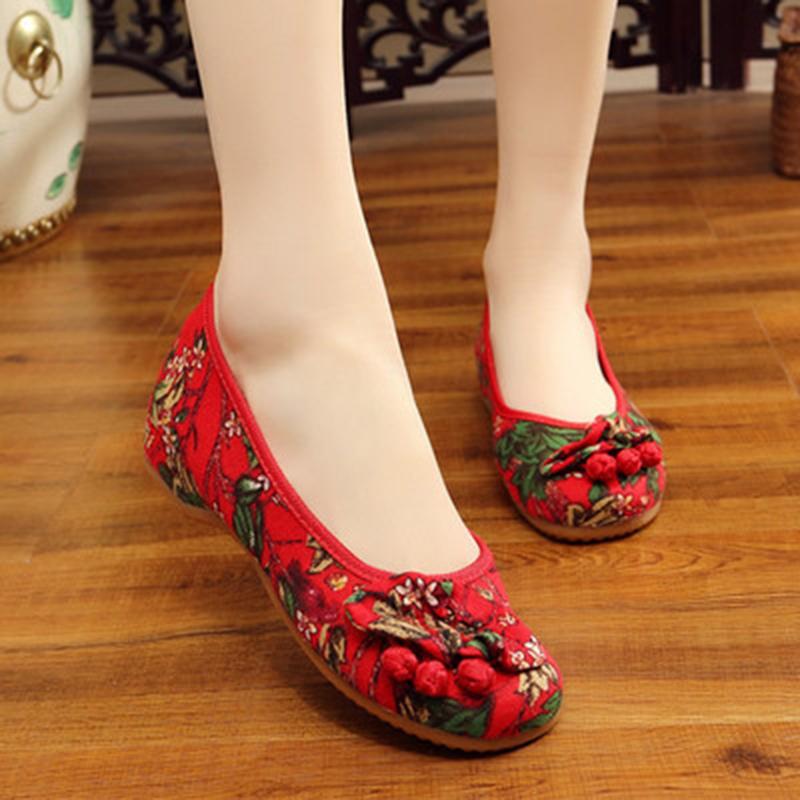 Babakud Ethnic Embroidery Soft Women Shoes 34-41 2019 Jun New 34 Red 
