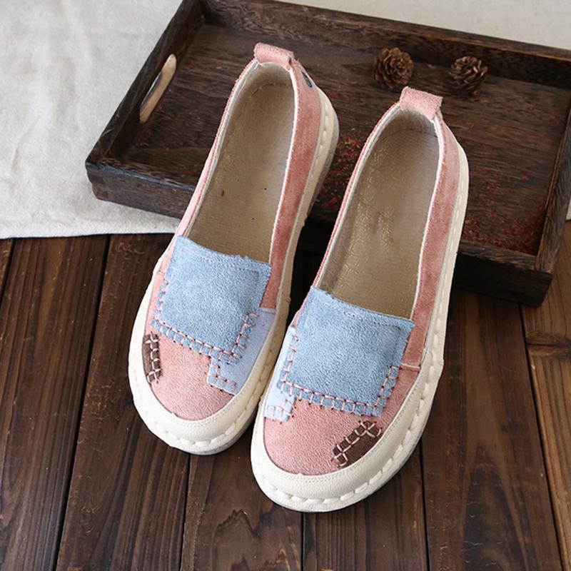 Babakud Flat Casual Handmade Comfortable Women Shoes 2019 Jun New 35 Pink 
