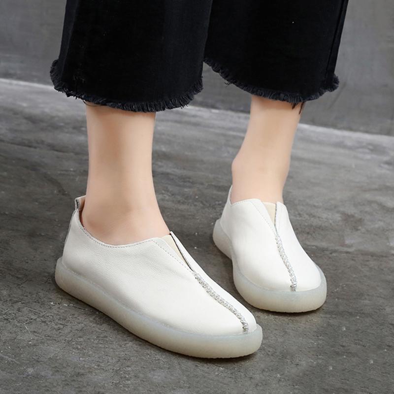 Babakud Flat Leather Soft Bottom Casual Shoes 34-43 2019 July New 34 Off White 
