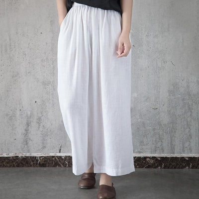 Babakud Gathered Casual Loose Linen Wide Leg Pants 2019 Jun New One Size White 