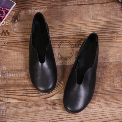 Babakud Handmade Flats Casual Leather Round Toe Shoes 33-41 2019 Jun New 33 Black 