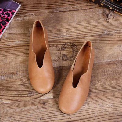 Babakud Handmade Flats Casual Leather Round Toe Shoes 33-41 2019 Jun New 33 Brown 