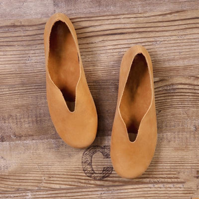 Babakud Handmade Flats Casual Leather Round Toe Shoes 33-41 2019 Jun New 33 Camel 